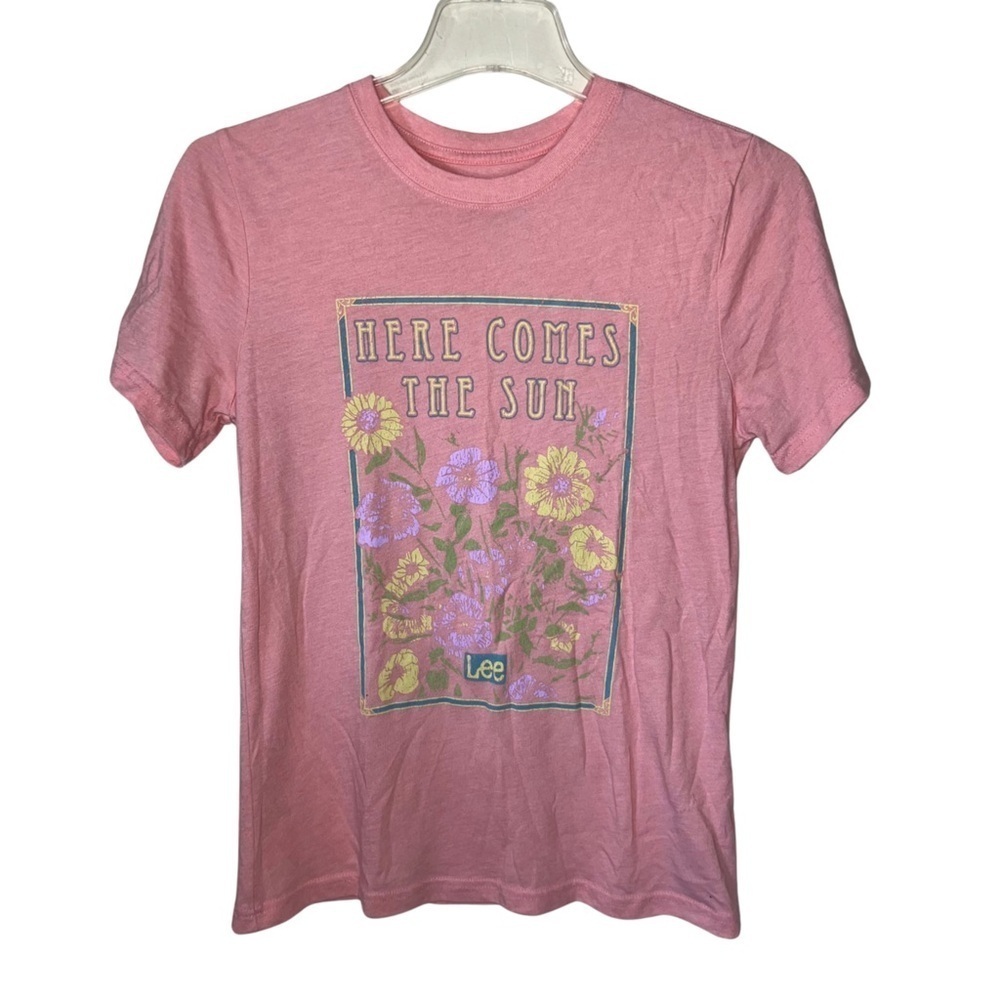 Lee T-shirt Here Comes the Sun Pink Boho Graphic Size Small